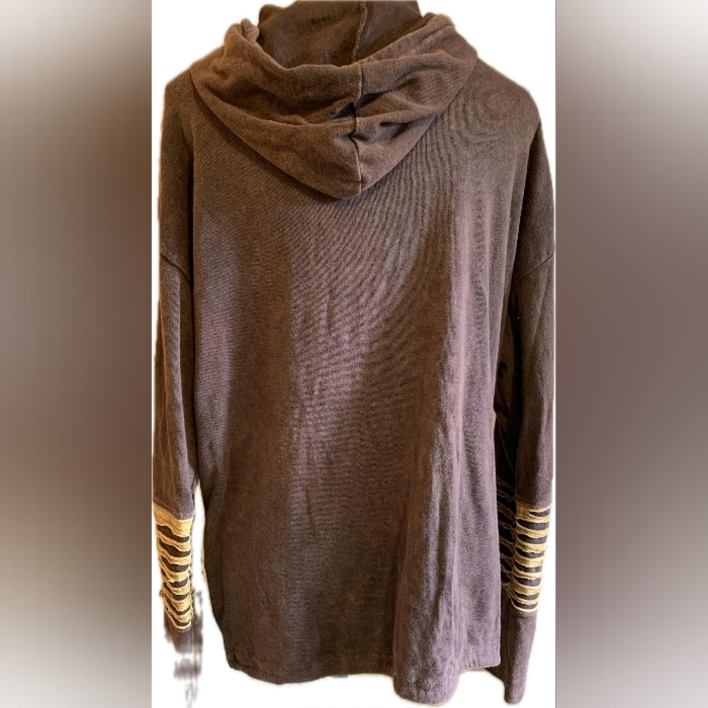 Greater Good Network Brown Boho Multicolored Floral Hoodie Size XXL With Birds - Picture 3 of 11